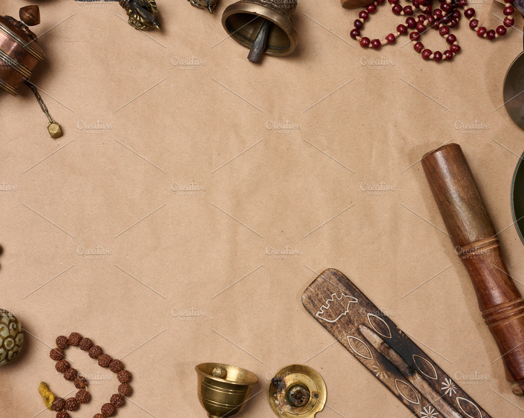 Religious objects for prayer and meditation, with a sheet of bro, a Sports & Recreation Photo by ndanko