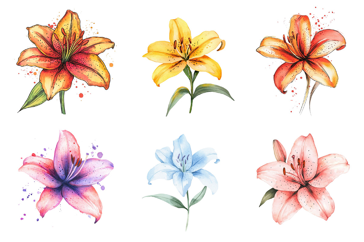 Lily Doodles Colorful PNG, an Illustration by SinaCreation (Photo 4 of 5)