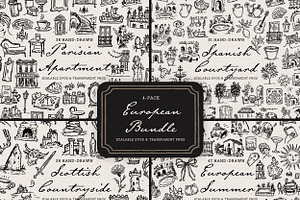 European Travel Doodle Art Bundle, an Object Illustration by The October Creative
