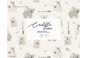 Motherhood hugs koala animal pattern, a Pattern Graphic by Milatoo