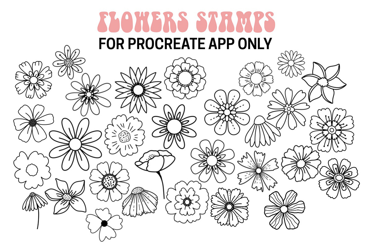 Retro Flowers Procreate Set, a Brush Add-On by Brush Lab (Photo 3 of 5)