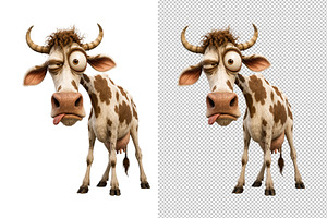 Funny Cartoon Cow Character, an Animal Photo by Hamza067