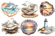 Beach Paradise Inside Seashell PNG, an Illustration by Designworld (Thumbnail 3 of 5)