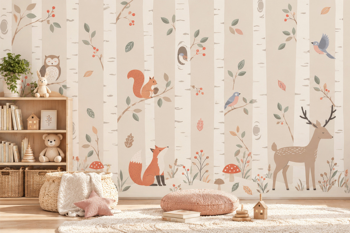 Woodland Kids Wall Mural, a Wallpaper Graphic by by creative paper (Photo 10 of 14)