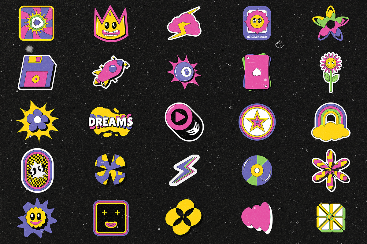 Vol.2 Retro Sticker Pack, a Product Mockup by Shinra Labs (Photo 6 of 8)