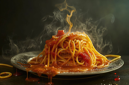 A plate filled with al dente spaghet, a Photo by Iftikhar Alam