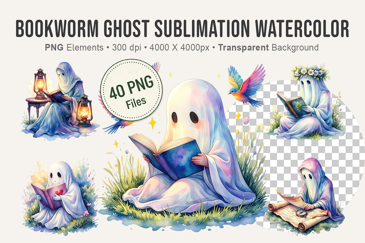 Bookworm Ghost Sublimation, an Illustration by Artnoy (Photo 1 of 8)