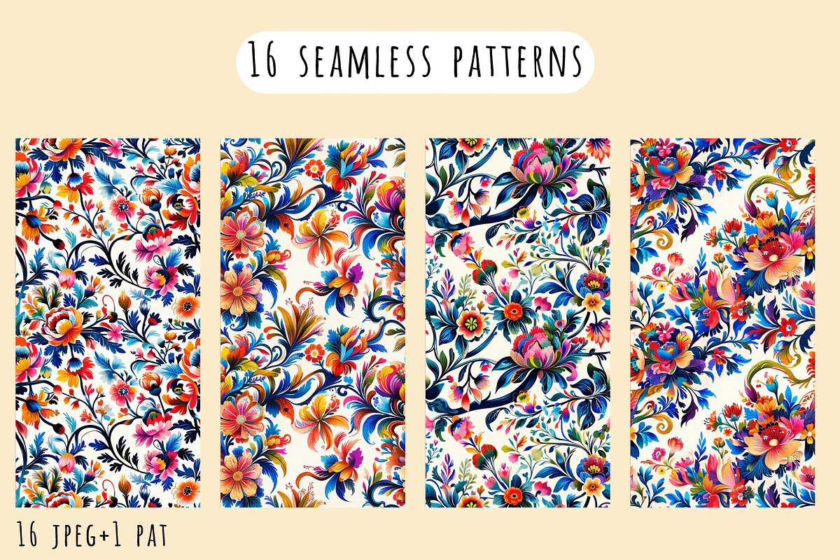 Vivid Folk - Floral Patterns, a Pattern Graphic by Art Sproot (Photo 5 of 11)