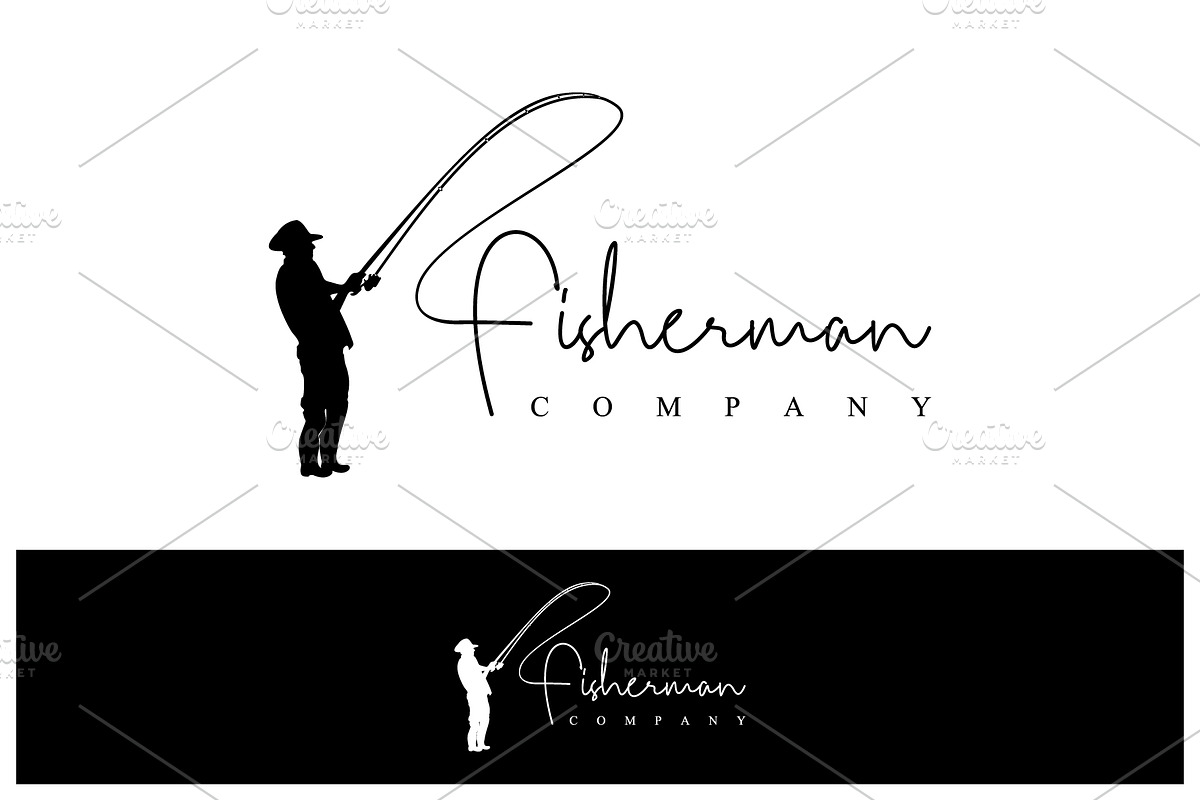 Fisherman Logo Fishing With a Rod, a Branding & Logo Template by Atlantis X Nurman Arbai