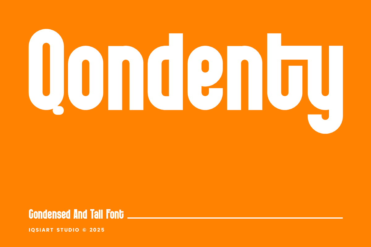 Qondenty - Condensed Tall Font, a Sans Serif Font by Iqsiart Studio (Photo 1 of 7)