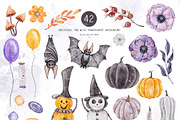 Spooky Halloween watercolor clipart, a Seasonal Illustration by Daryartsy (Thumbnail 6 of 10)