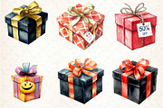 Watercolor Gift Box Graphic Black Fr, an Illustration by DreamCafeArt (Thumbnail 3 of 5)