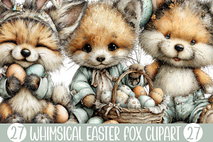 Whimsical Easter Fox Clipart, an Illustration by Designking