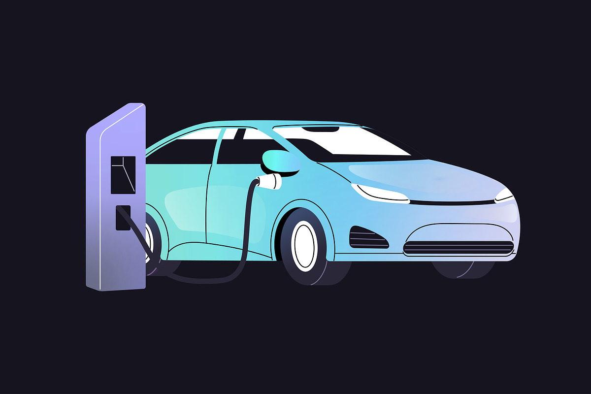 Electric cars, charging stations set, a Transportation Illustration by PaperTrident (Photo 3 of 11)