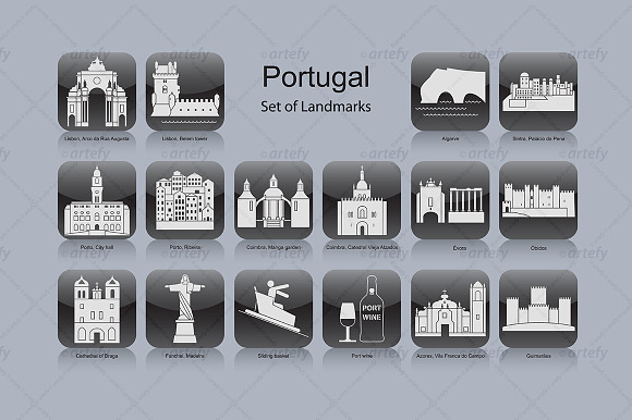 Portugal Landmark Icons (16X)