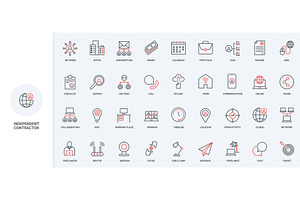 Freelance remote work home icons, a Technology Illustration by Lemberg Vector