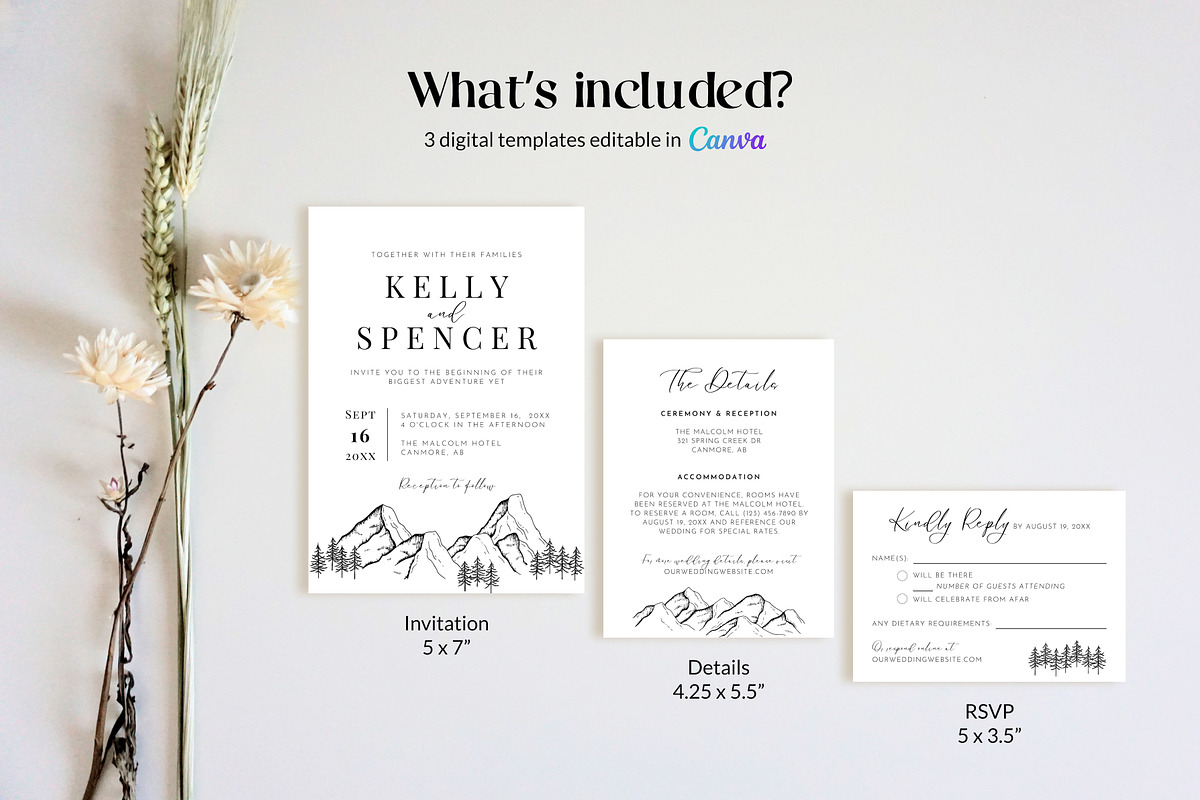 Mountain Wedding Invitation Template preview 4