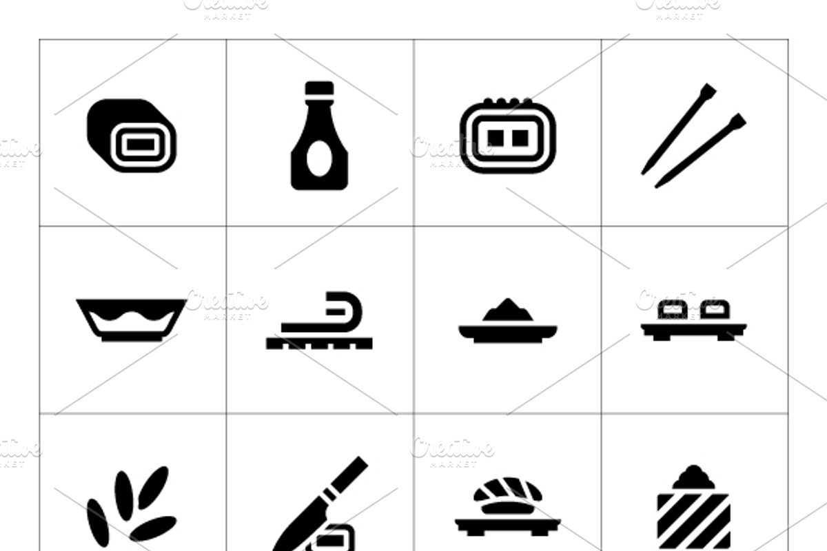Set icons of sushi, a Solid Icon by motorama (Photo 1 of 2)