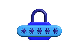 Blue padlock icon with a row of, an Object Illustration by Woters little shop