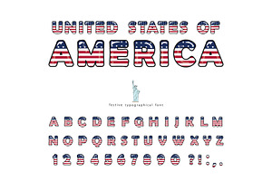 USA flag cartoon font