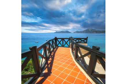 Beautiful view from balcony on blue, an Architecture Photo by den-belitsky