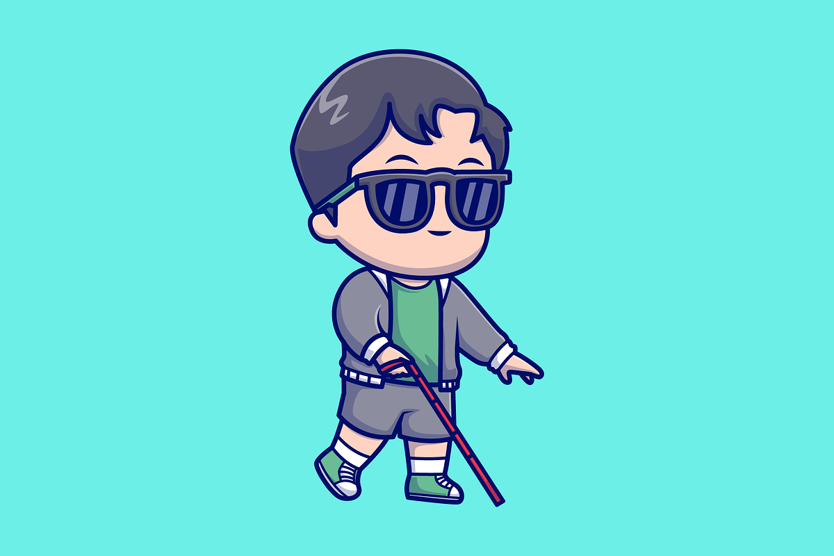 Cute Man Blind with Glasses and Cane, a Person Illustration by Catalyst Labs