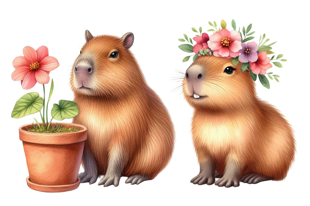 Capybara  Watercolor Clipart, an Illustration by Designworld (Photo 4 of 5)