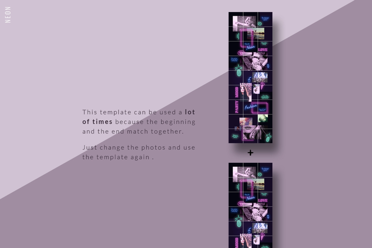 Instagram PUZZLE template - Neon, a Social Media Template by CreativeFolks (Photo 5 of 5)