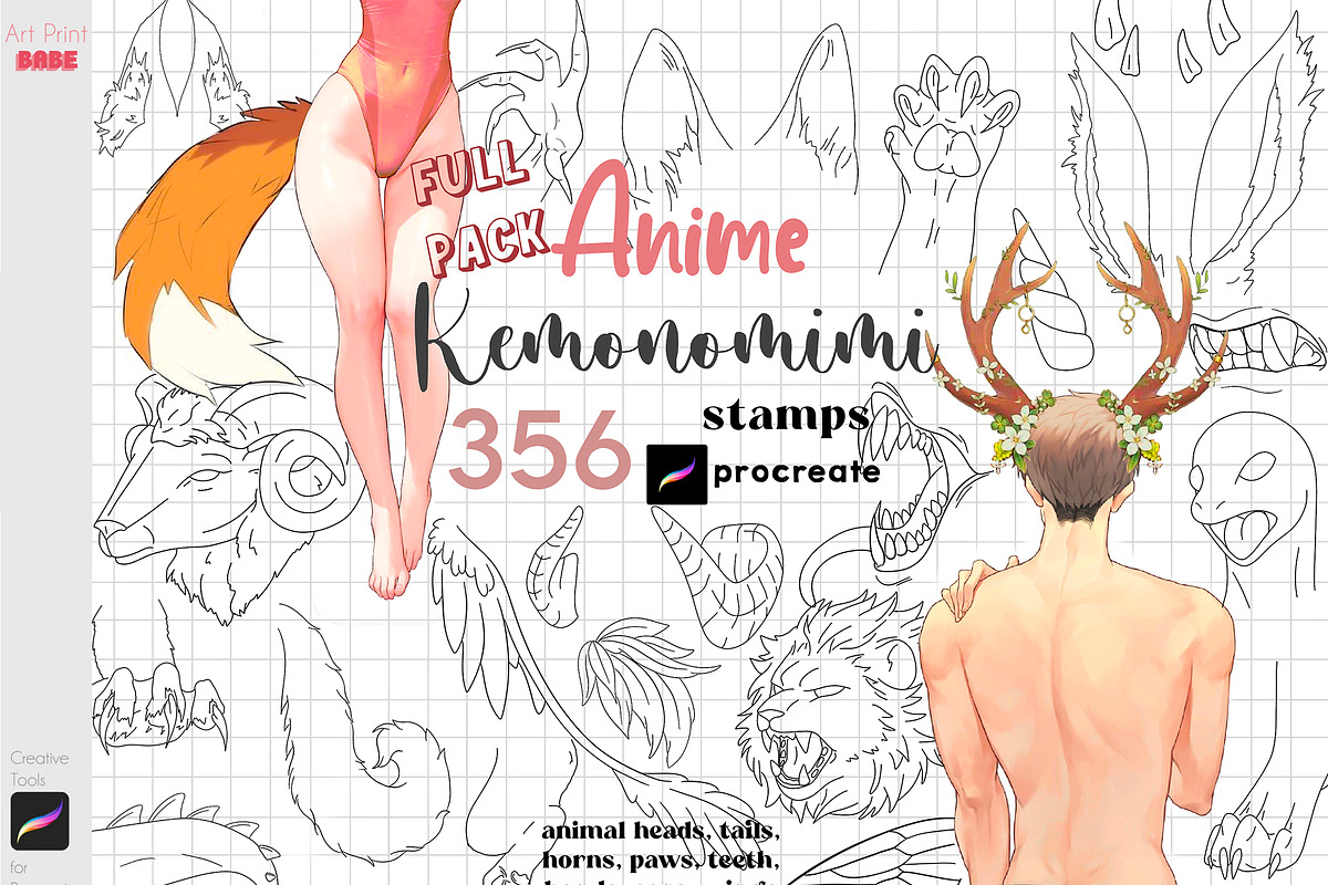 Procreate Kemonomimi Anime Animal, a Brush Add-On by ArtPrintBabe (Photo 1 of 10)