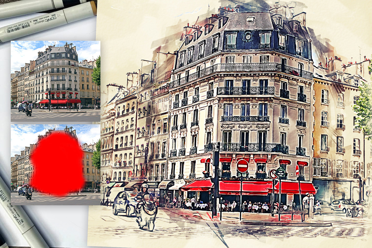 Marker Illustration Photoshop Action, an Action Add-On by GorynArt (Photo 4 of 15)
