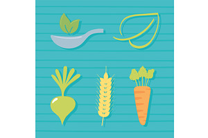 food fresh produce set, an Illustration by studiogstock