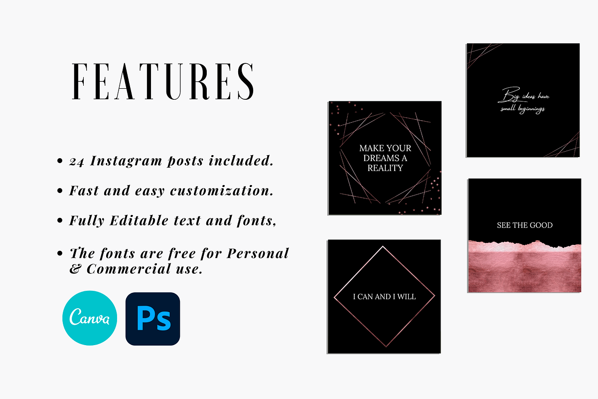 Instagram Templates Rose Gold, a Social Media Template by Joricreatives (Photo 4 of 4)