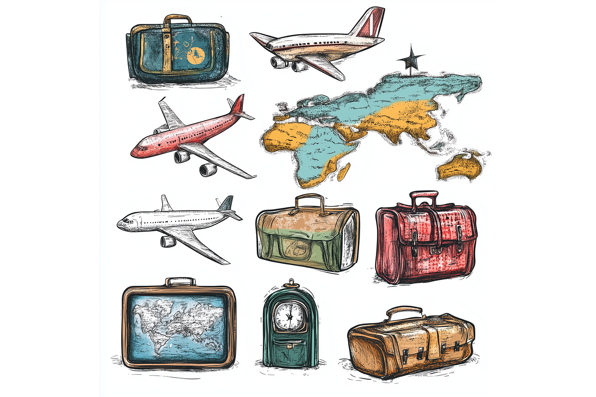 Prompt Vintage Travel Clipart, a Transportation Illustration by Creative design (Photo 3 of 7)