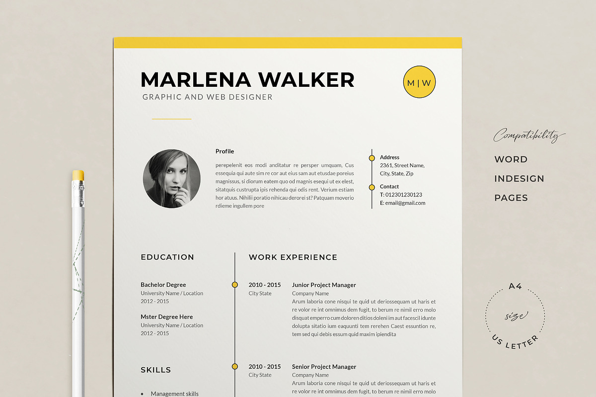 Resume Template Marlena, a Resume Template by Estartshop (Photo 3 of 7)