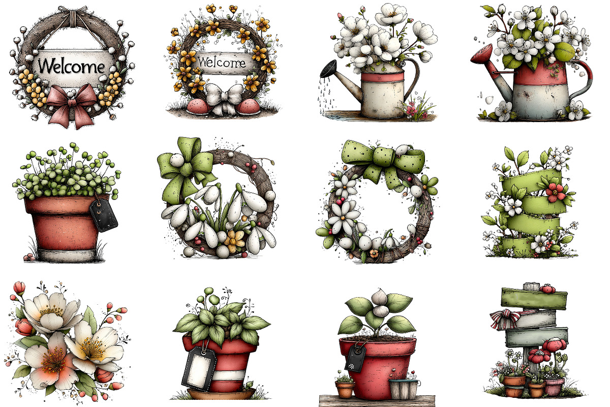 Watercolor Spring Gardening Clipart, an Illustration by Designworld (Photo 2 of 4)