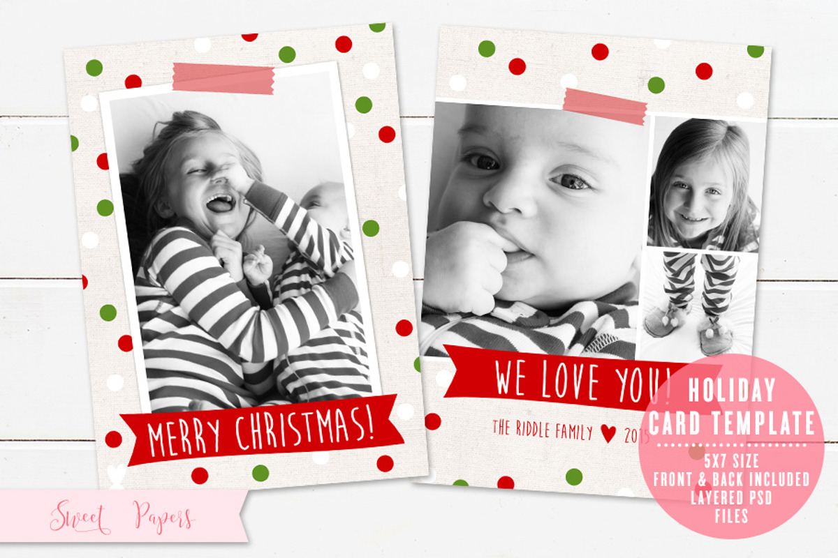 Holiday Photo Card Template, a Card Template by Sweet Papers