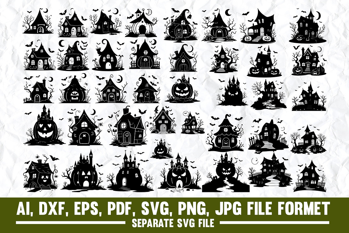Haunted house svg, Spooky silhouette, a Graphic by VectorArtPrintableDesign