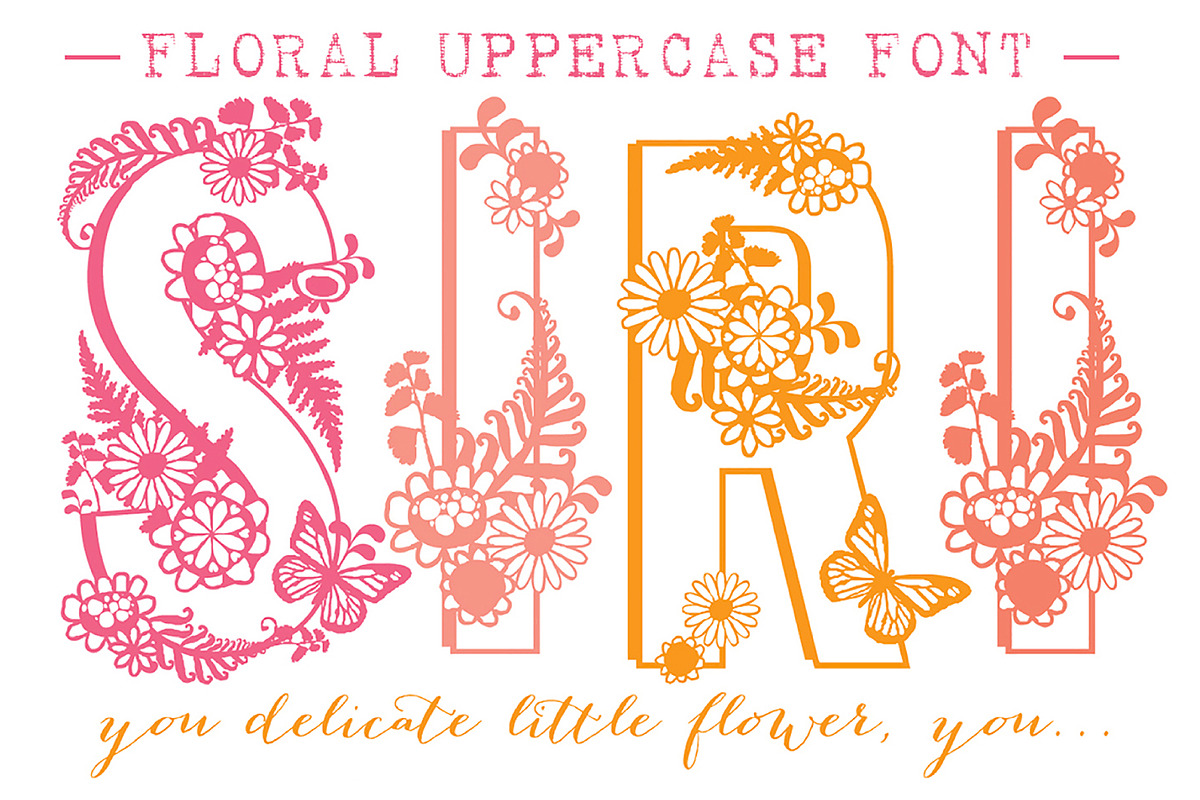 Siri Floral Uppercase Font, a Sans Serif Font by shawnanonna (Photo 1 of 2)