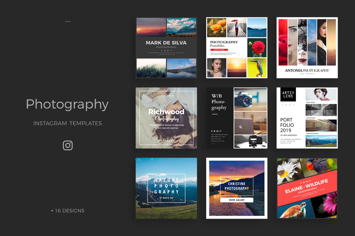 Photography Instagram Templates, a Social Media Template by Studio Siv