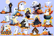 Halloween & Fall Ghost Clipart, an Illustration by Wow Magic (Thumbnail 5 of 5)