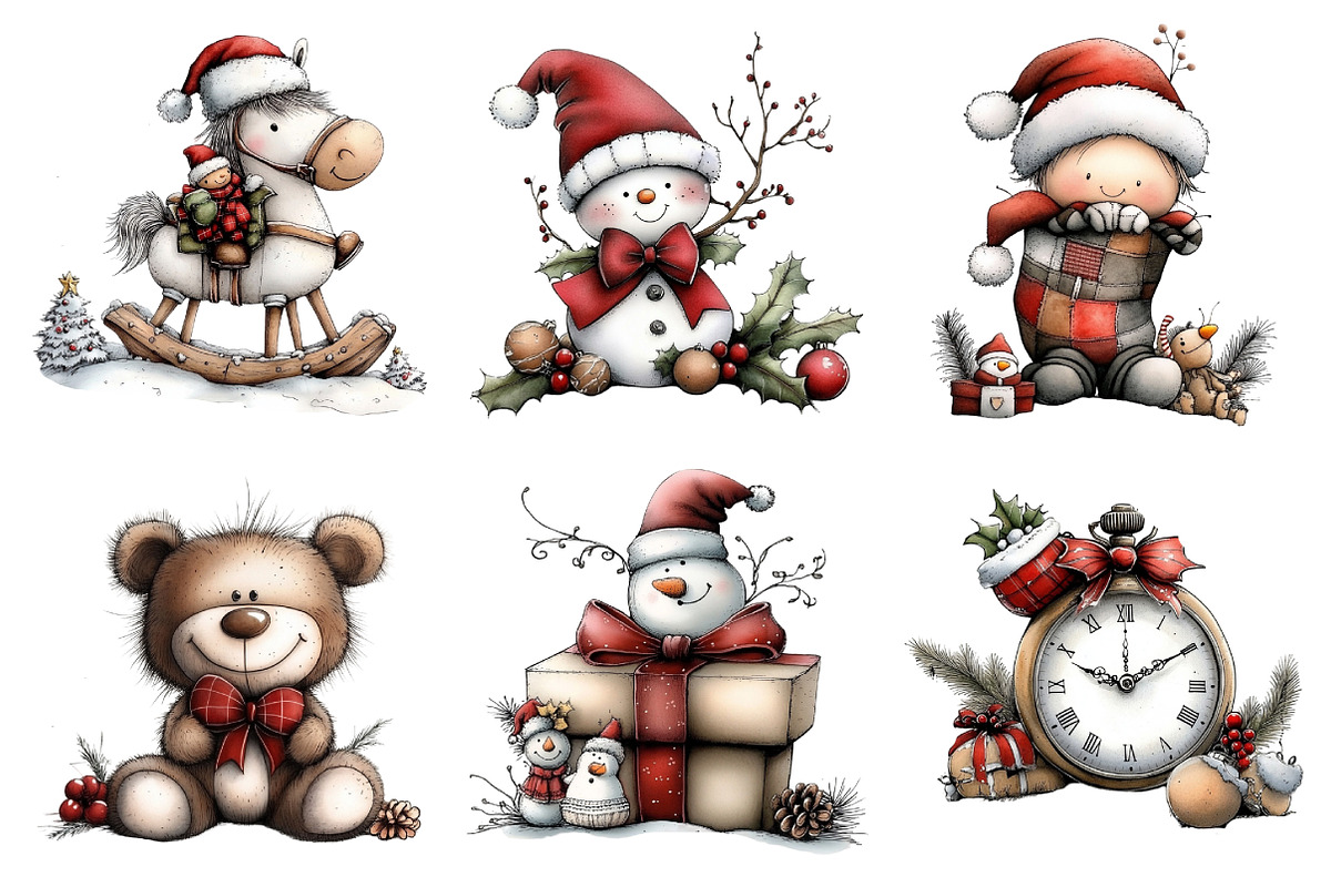 Vintage Old Christmas Clipart Bundle, an Illustration by Daily.Designs (Photo 3 of 5)