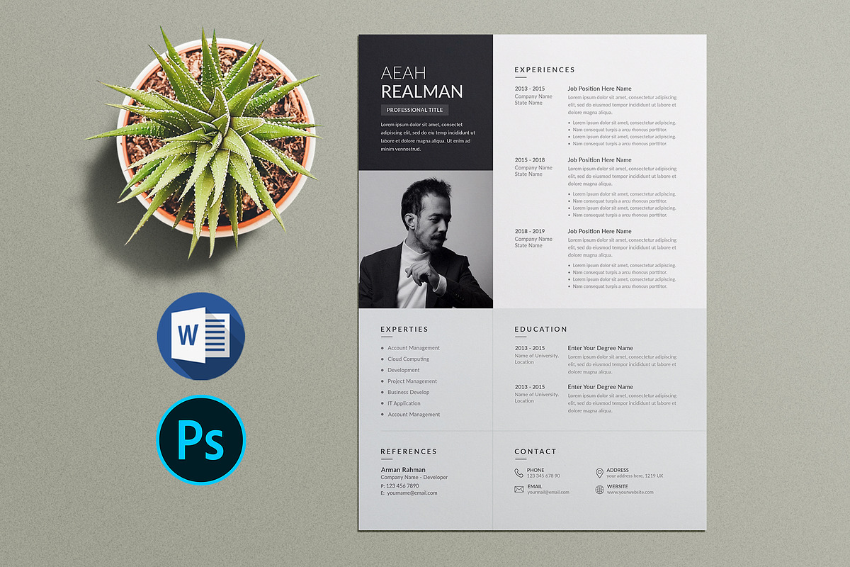 Word Resume & Cover Letter, a Stationery Template by Pixelpick (Photo 3 of 6)