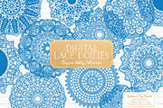 Blue Round Lace Vector Doilies, an Illustration by Amanda Ilkov (Thumbnail 1 of 4)