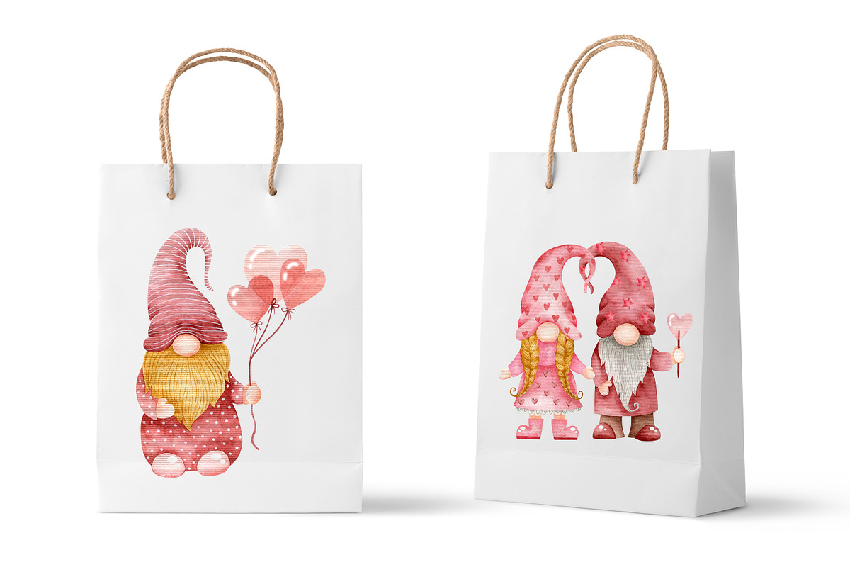 Watercolor Gnomes Valentine's day, a Decorative Illustration by Kira Konoshenko (Photo 7 of 11)