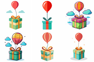 Gift Boxes Floating with Balloons, an Object Graphic by Billah Hub