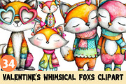 Valentine's Whimsical Foxs Clipart, a Graphic by CitraGraphics (Thumbnail 1 of 4)