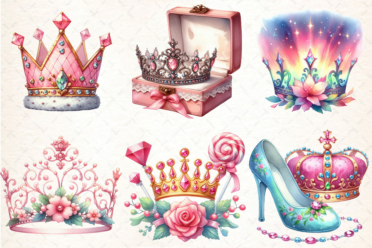 Pink Princess Tiara Sublimation Clip, an Illustration by DreamCafeArt (Photo 4 of 5)