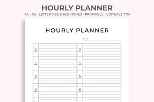 Hourly Planner, a Stationery Template by M9 Design