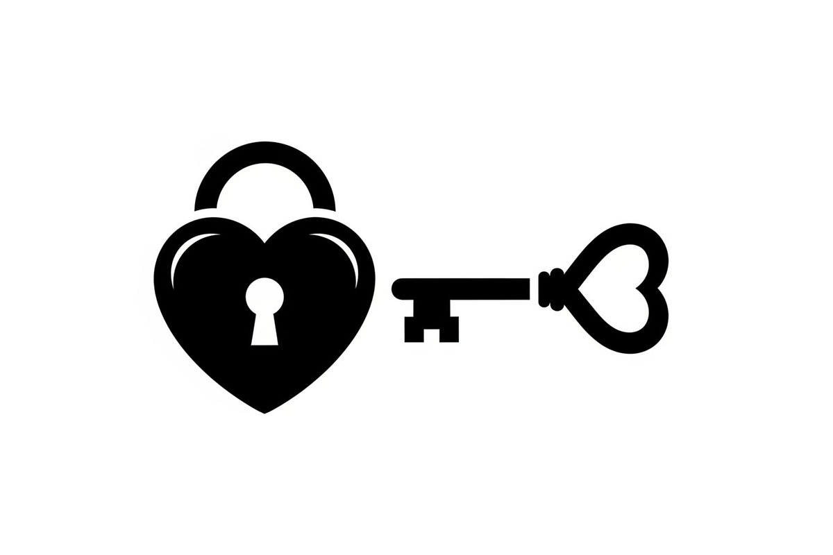 Heart Lock and Key Silhouette Icons, an Illustration by Designer_Momina (Photo 15 of 51)