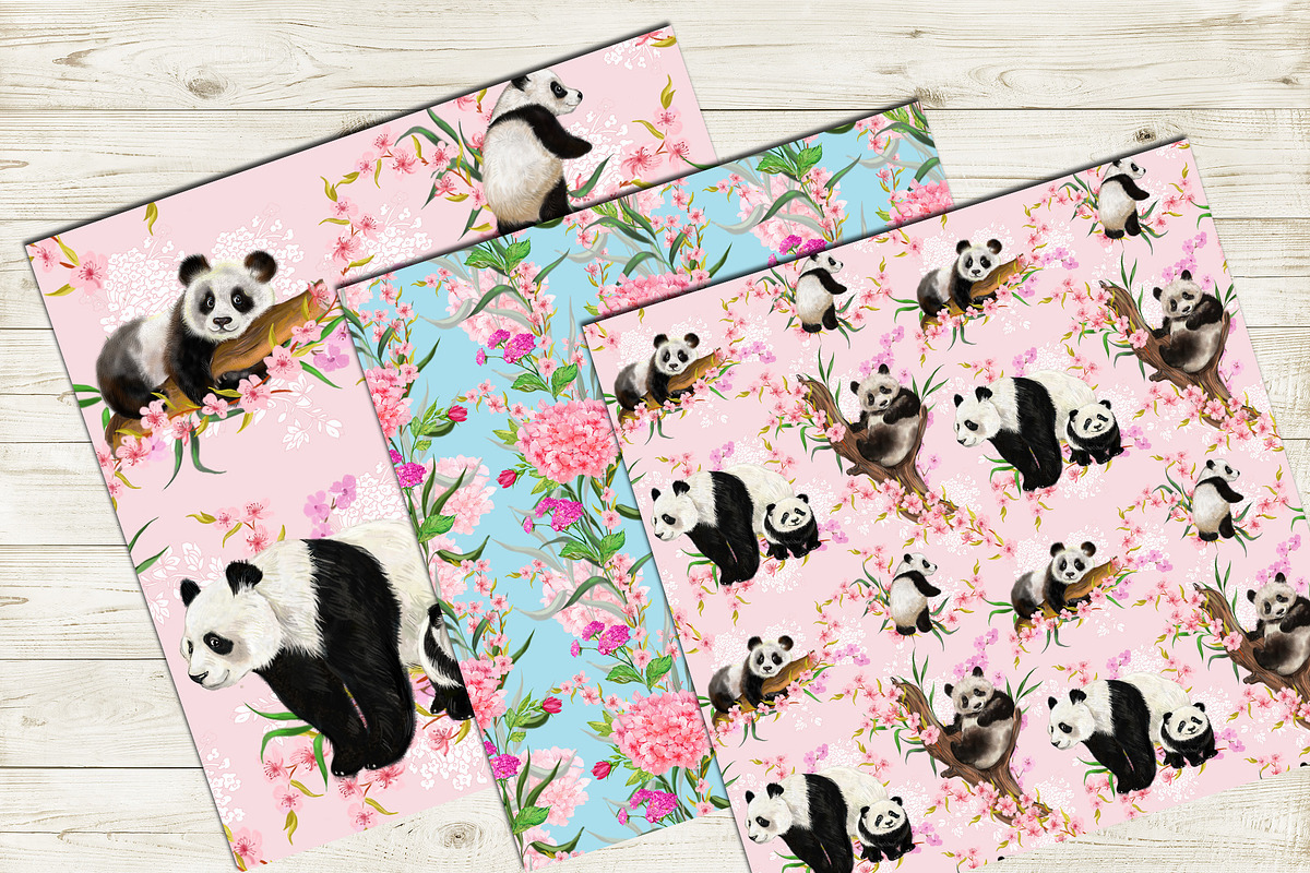 Cute pandas seamless patterns, a Pattern Graphic by MitrushovaArt (Photo 8 of 8)
